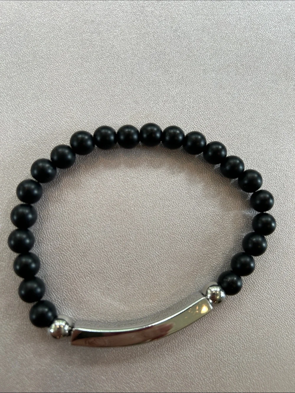 Mens Bracelet w Stainless ID Plate With Engraved “Our Father” Prayer And Cross